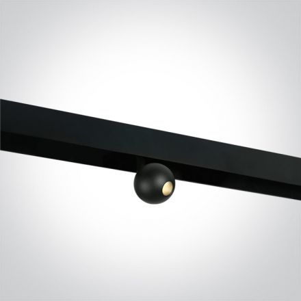 Μαγνητικό Spot Ράγας Ball LED 7W 3000K Αλουμίνιο Μαύρο Ρυθμιζόμενο