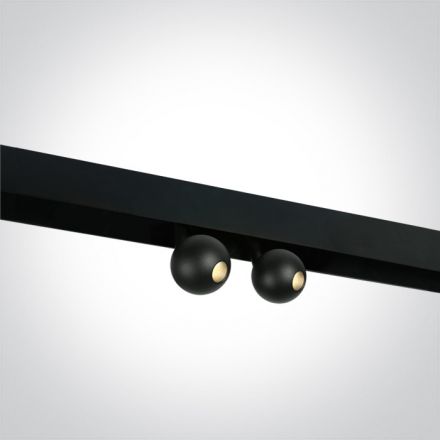 Μαγνητικό Spot Ράγας Ball LED 2x7W 3000K Αλουμίνιο Μαύρο Ρυθμιζόμενο