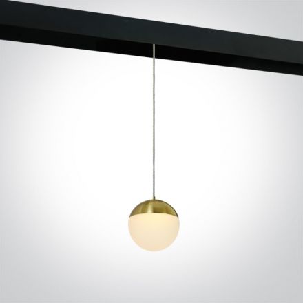 Μαγνητικό Κρεμαστό Φωτιστικό Ράγας Ball LED 10W 3000K 48V Αλουμίνιο Brushed Brass