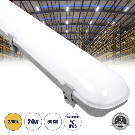 Γραμμικό Βιομηχανικό Φωτιστικό 24W 2690lm 120° - IP65 - Μ60 - 2700K 