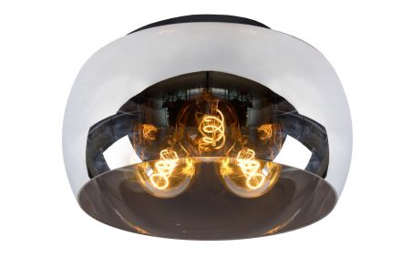 OLIVIA - Flush Φωτιστικό Οροφής - Ø 40 cm - 3xE27 - Smoke Grey