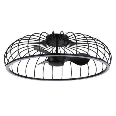 Ανεμιστήρας Πλαφονιέρα Οροφής Φ79 Μαύρος 28W DC Μοτέρ Με LED Φως 60W Και Κοντρόλ