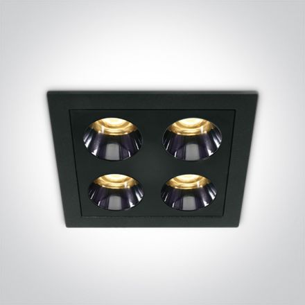Τετράγωνο Χωνευτό Σποτ LED 10W 3000K Αλουμίνιο 230V Μαύρο Dark Light