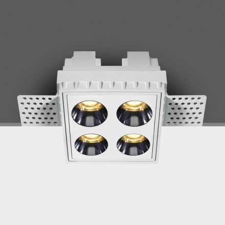 Τετράγωνο Χωνευτό Trimless LED Spot 10W 3000K Αλουμίνιο Λευκό Dark Light