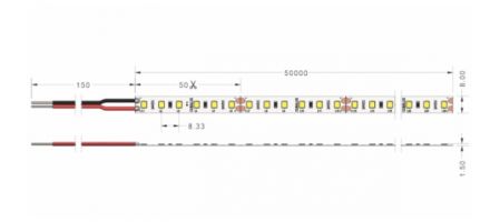 Ταινία LED TΩRA 9.6W/m CRI80 120 led/m 4000K 50m IP65
