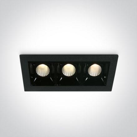 Χωνευτό Σποτ LED 3x2W Dimmable 3000K Die Cast Μαύρο