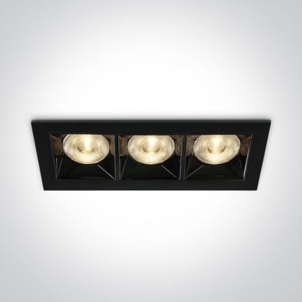 Τετράγωνο Χωνευτό Σποτ LED 12W 3000K Die Cast 230V Μαύρο