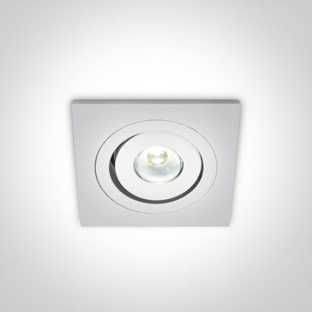 Τετράγωνο Χωνευτό LED Spot 1W 6000K 35° Αλουμίνιο Λευκό