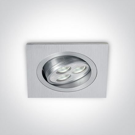 Τετράγωνο Χωνευτό LED Spot 3x1W 6000K 15° Αλουμίνιο Dimmable