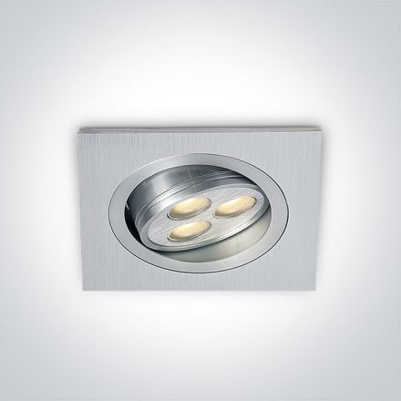 Τετράγωνο Χωνευτό LED Spot 3x1W 3000K 15° Αλουμίνιο Dimmable