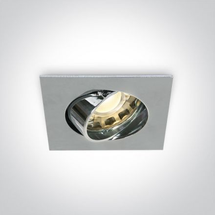 Τετράγωνο Χωνευτό LED Spot GU5.3 MR16 12V Αλουμίνιο Chrome