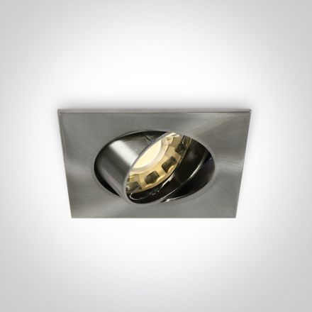 Τετράγωνο Χωνευτό LED Spot GU5.3 MR16 12V Αλουμίνιο Brushed Chrome
