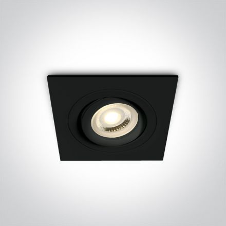 Τετράγωνο Χωνευτό LED Spot GU10 MR16 Dual Ring 100-240V Αλουμίνιο Μαύρο