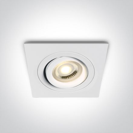 Τετράγωνο Χωνευτό LED Spot GU10 MR16 Dual Ring 100-240V Αλουμίνιο Λευκό
