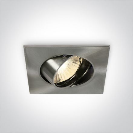 Τετράγωνο Χωνευτό LED Spot GU10 MR16 230V Αλουμίνιο Brushed Chrome