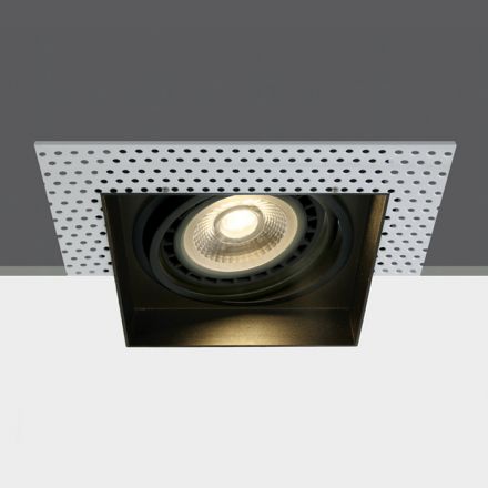 One Light Trimless Τετράγωνο Χωνευτό Spot LED GU10 R111 Μαύρο Die Cast IP20 100-240V