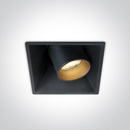 Τετράγωνο Χωνευτό Spot LED 11W 3000K 38° Αλουμίνιο Μαύρο Dark Light 230V
