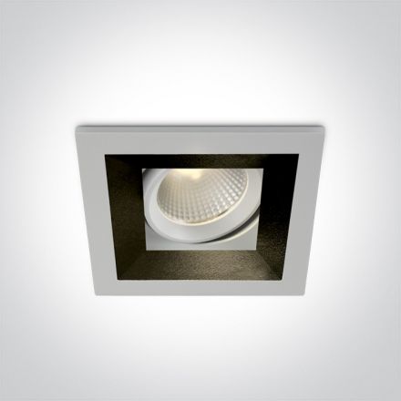 Τετράγωνο Χωνευτό COB LED Spot 12W 3000K 60° Αλουμίνιο Λευκό 230V