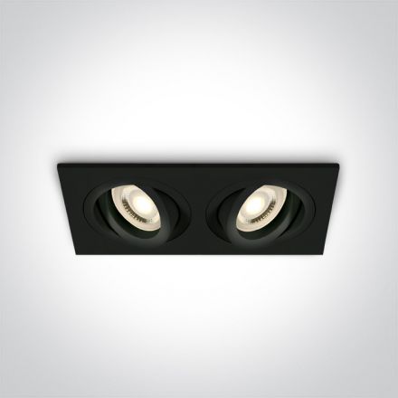 Χωνευτό LED Spot 2xGU10 MR16 Dual Ring 100-240V Αλουμίνιο Μαύρο