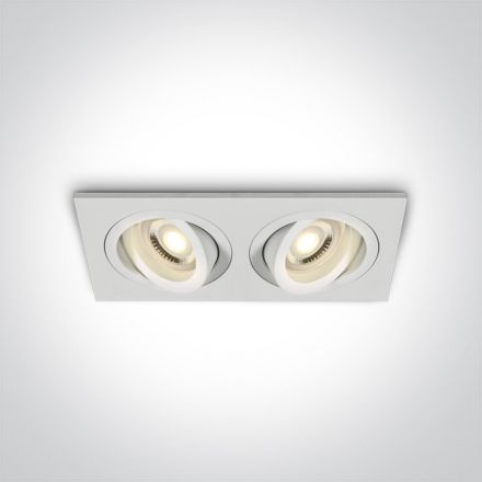Χωνευτό LED Spot 2xGU10 MR16 Dual Ring 100-240V Αλουμίνιο Λευκό