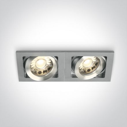 Τετράγωνο Χωνευτό LED Spot 2xGU5.3 MR16 12V Αλουμίνιο