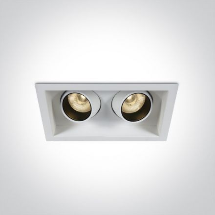 Χωνευτό Spot COB LED 2x6W 3000K 24° Αλουμίνιο Λευκό IP20
