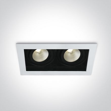 Τετράγωνο Χωνευτό Spot LED 2x12W 3000K 40° Αλουμίνιο Λευκό Dark Light IP44