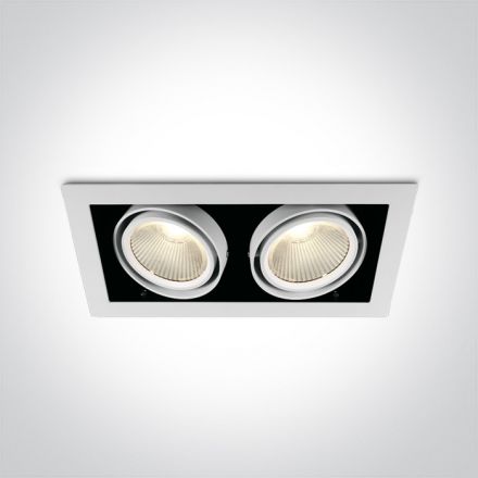 One Light Χωνευτό LED Spot 2x30W COB Ρυθμιζόμενο 3000K 38° Αλουμίνιο/Μέταλλο Λευκό IP20 230V
