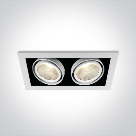 Χωνευτό LED Spot 2x30W COB Ρυθμιζόμενο 3000K 38° Αλουμίνιο/Μέταλλο Λευκό IP20 230V