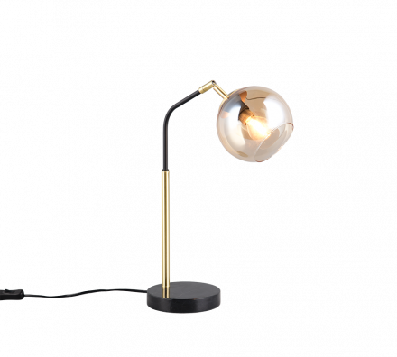 Trio Lighting Επιτραπέζιο Φωτιστικό 1xE14 PAXTON Χρυσό-Μαύρο Μέταλλο-Amber Γυαλί