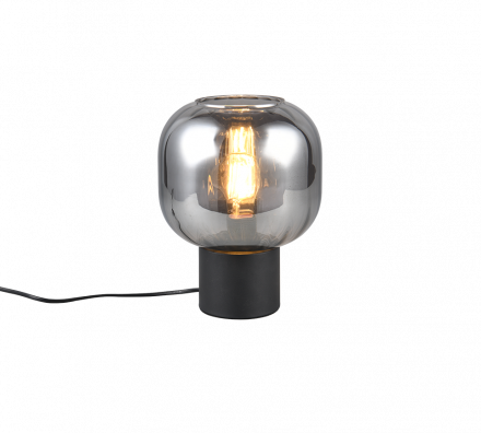 Trio Lighting Επιτραπέζιο Φωτιστικό 1xE27 DIVA Μέταλλο/Γυαλί Μαύρο Ματ/Smoke