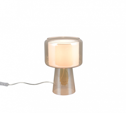 Trio Lighting Επιτραπέζιο Φωτιστικό 1xE14 ROCKA Amber Γυαλί-Υφασμάτινο Λευκό Αμπαζούρ