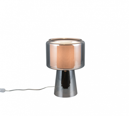 Trio Lighting Επιτραπέζιο Φωτιστικό 1xE14 ROCKA Chrome Γυαλί-Υφασμάτινο Λευκό Αμπαζούρ