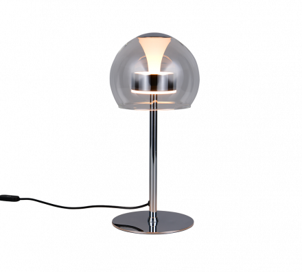 Trio Lighting Επιτραπέζιο Φωτιστικό LED 8W CCT FLYNT Μέταλλο-Γυαλί Chrome-Διάφανο