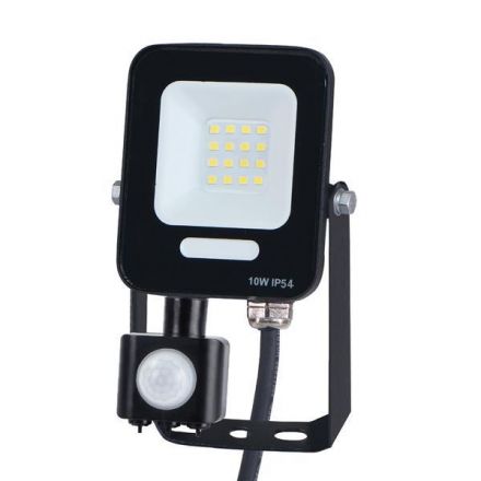 Προβολέας LED 10W SMD Με Περιστρεφόμενο Ανιχνευτή Κίνησης Μαύρος IP54 4000K PLUS