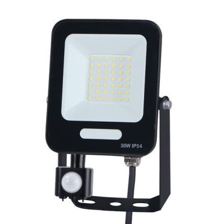 Προβολέας LED 30W SMD Με Περιστρεφόμενο Ανιχνευτή Κίνησης Μαύρος IP54 4000K PLUS