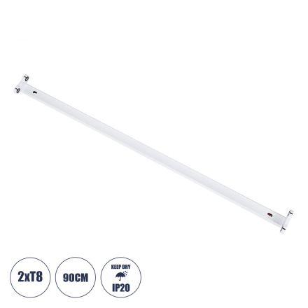 TUBATO Μεταλλικό Σκαφάκι για 2 x Λάμπες 90CM T8 G13 LED - Μ90 x Π7.2 x Υ4cm  
