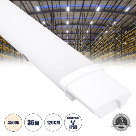 Γραμμικό Βιομηχανικό Φωτιστικό 120cm 36W 3987lm 120° - IP65 - Μ120 - 4500K 
