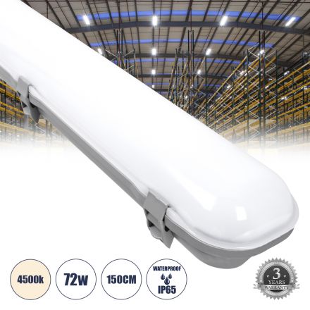 Γραμμικό Βιομηχανικό Φωτιστικό 72W 8306lm 120° - IP65 - Μ150 - 4500K 