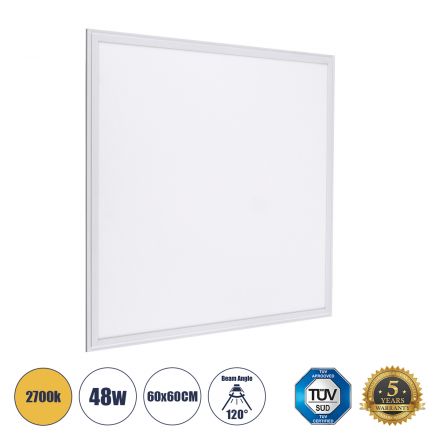 Χωνευτό Panel Milky Super Slim LED 48W 4320lm 120° CRI≥80Ra UGR<19 - 2700K - TÜV Certified Driver 