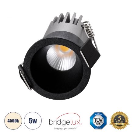 MICRO-S Χωνευτό LED Spot Downlight TrimLess Φ4cm 5W 650lm 38° - Μαύρο - 4500K - Bridgelux COB 
