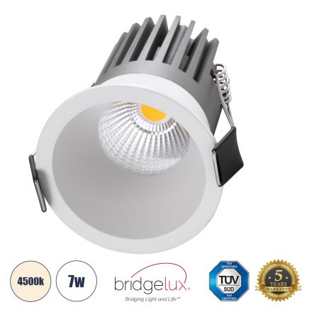 MICRO-B Χωνευτό LED Spot Downlight TrimLess Φ6cm 7W 910lm 38° - Λευκό - 4500K - Bridgelux COB 