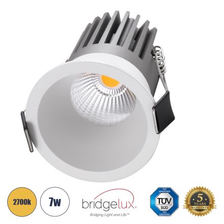 MICRO-B Χωνευτό LED Spot Downlight TrimLess Φ6cm 7W 875lm 38° - Λευκό - 2700K - Bridgelux COB 