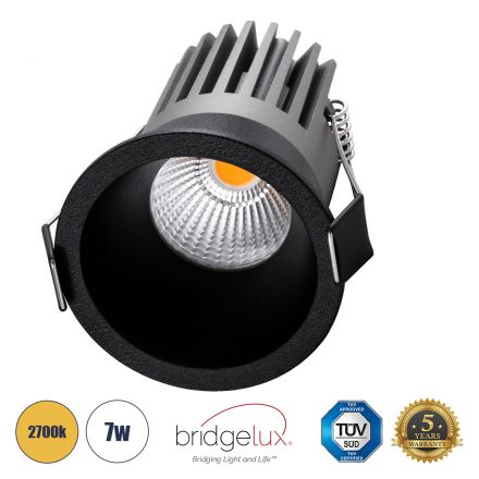 MICRO-B Χωνευτό LED Spot Downlight TrimLess Φ6cm 7W 875lm 38° - Μαύρο - 2700K - Bridgelux COB