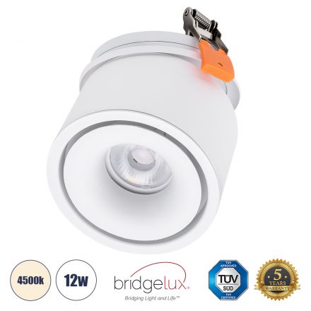 OMEGA-R Χωνευτό LED Spot Downlight TrimLess Φ10cm 12W 1560lm 36° - Λευκό - 4500K - Bridgelux COB 