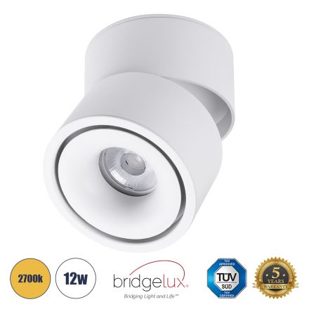 OMEGA-S Επιφανειακό LED Spot Downlight Φ10cm 12W 1500lm 36° - Λευκό - 2700K - Bridgelux COB 