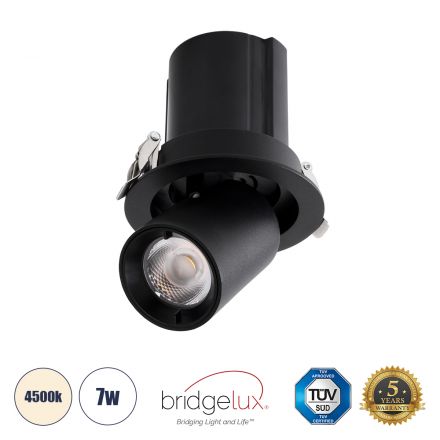 VIRGO-S Χωνευτό LED Spot Downlight TrimLess Φ9cm 7W 910lm 36° IP20 - Μαύρο - 4500K - Bridgelux COB