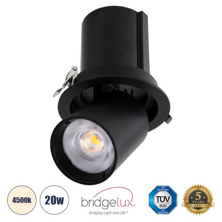 VIRGO-B Χωνευτό LED Spot Downlight TrimLess Φ13.5cm 20W 2600lm 36° IP20 - Μαύρο - 4500K - Bridgelux COB