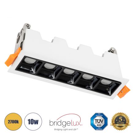 LUMINAR SUPERIOR Χωνευτό LED Spot Downlight TrimLess 10W 1350lm 36° - IP20 - Λευκό με Μαύρο Κάτοπτρο - 2700K 