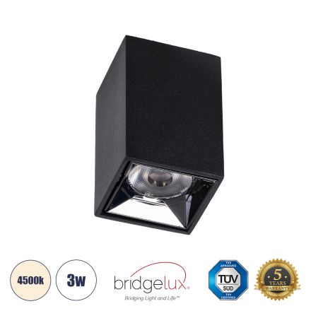 LUMINAR SUPERIOR LED Spot Downlight TrimLess 3W 420lm 36° - Μαύρο με Κάτοπτρο Χρωμίου - 4500K 